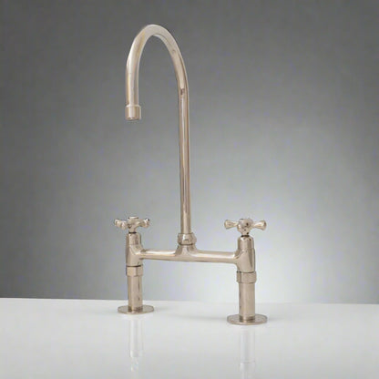 Nickel Finish Bridge faucet, Kitchen Island Faucet, Countertop Vintage Faucet