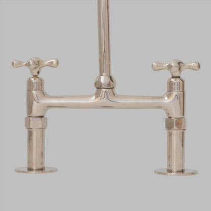 Nickel Finish Bridge faucet, Kitchen Island Faucet, Countertop Vintage Faucet