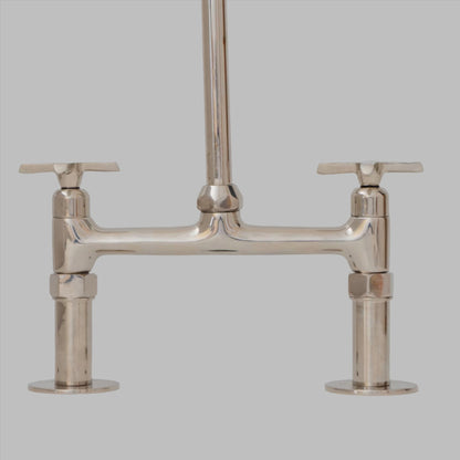 Nickel Finish Bridge faucet, Kitchen Island Faucet, Countertop Vintage Faucet