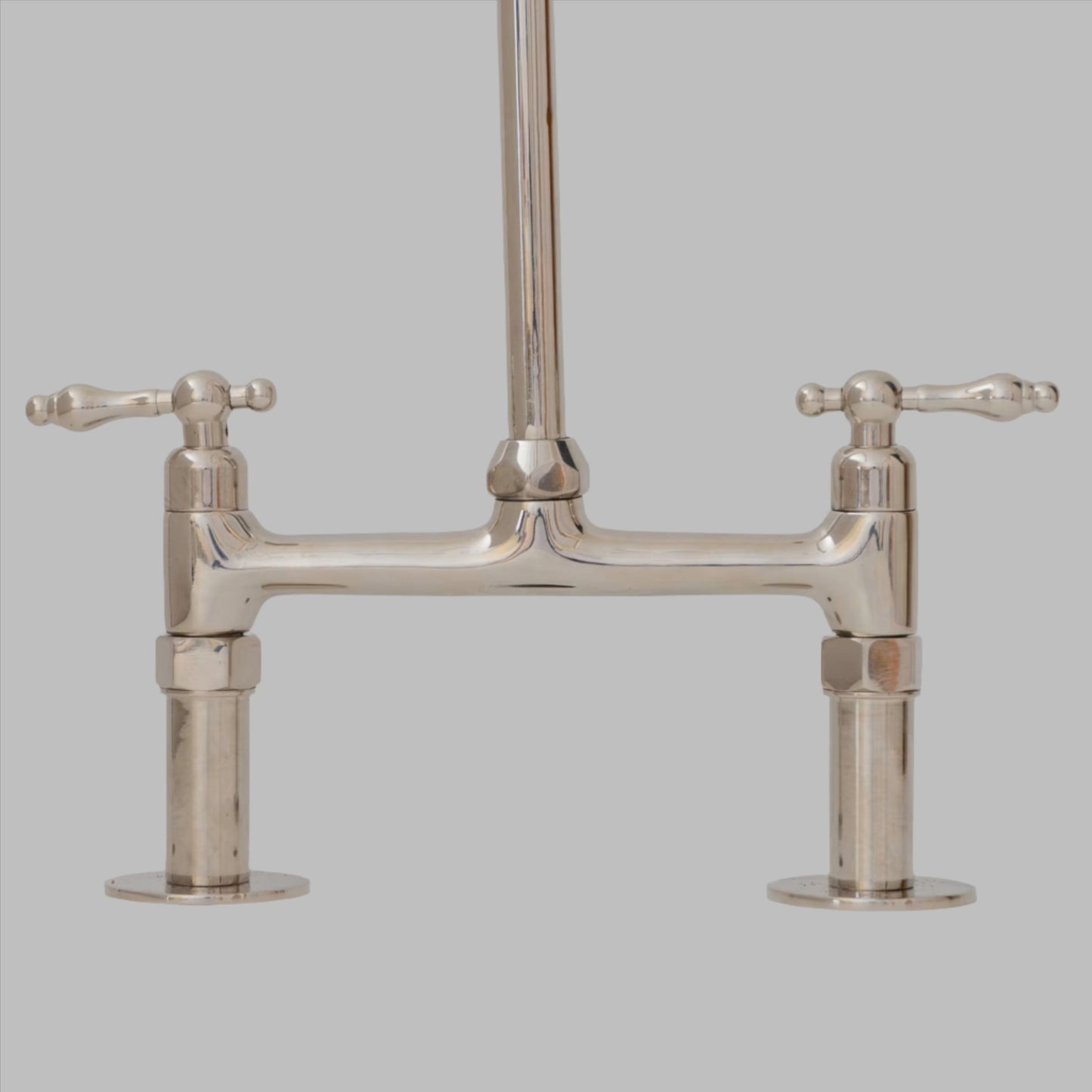 Nickel Finish Bridge faucet, Kitchen Island Faucet, Countertop Vintage Faucet