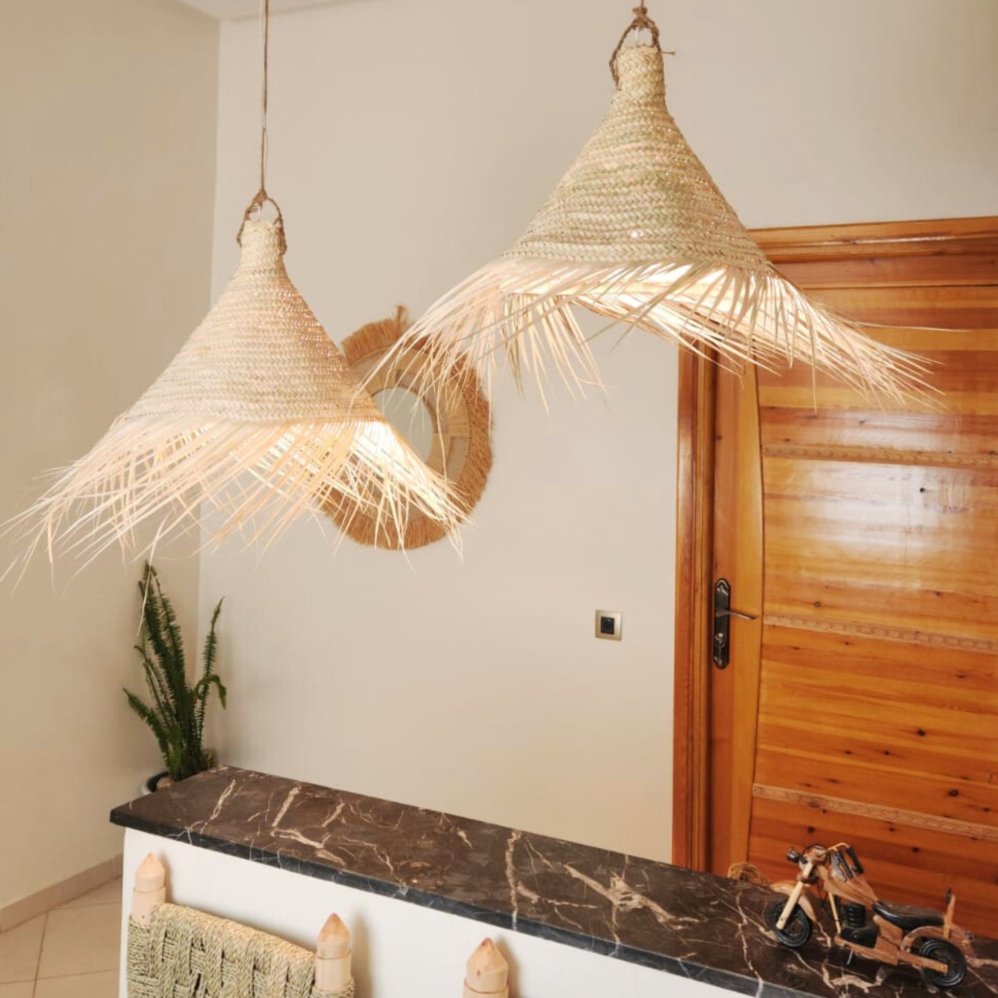 Suspension with Fringes Wicker Handmade Chic