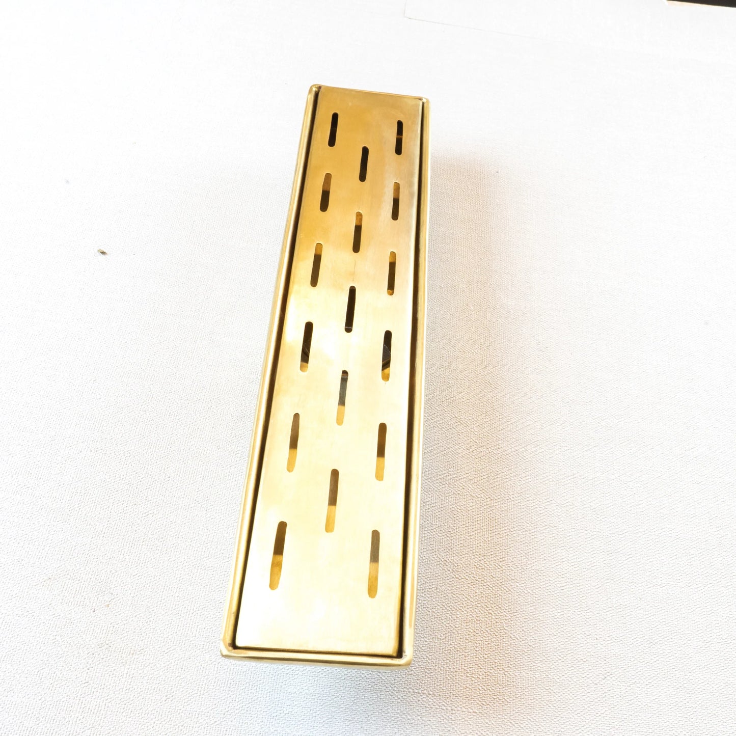 Solid Brass Linear Floor Drain, Unlacquered Rectangular Shower Drain