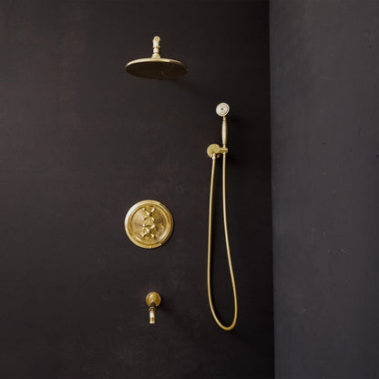 Solid Brass Luxury Thermostatic Shower Set - Brassna