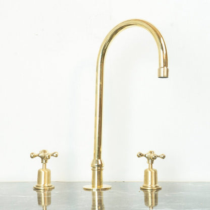 The Bell Widespread Unlacquered Brass Kitchen Faucet