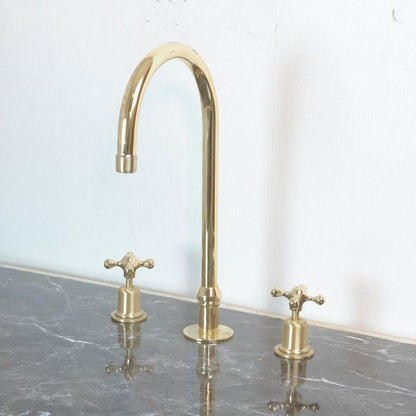 The Bell Widespread Unlacquered Brass Kitchen Faucet