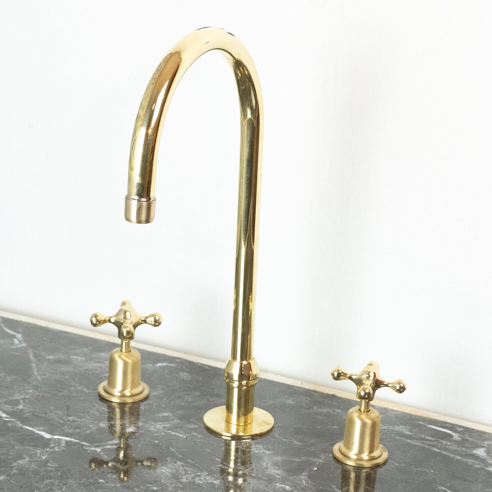 The Bell Widespread Unlacquered Brass Kitchen Faucet