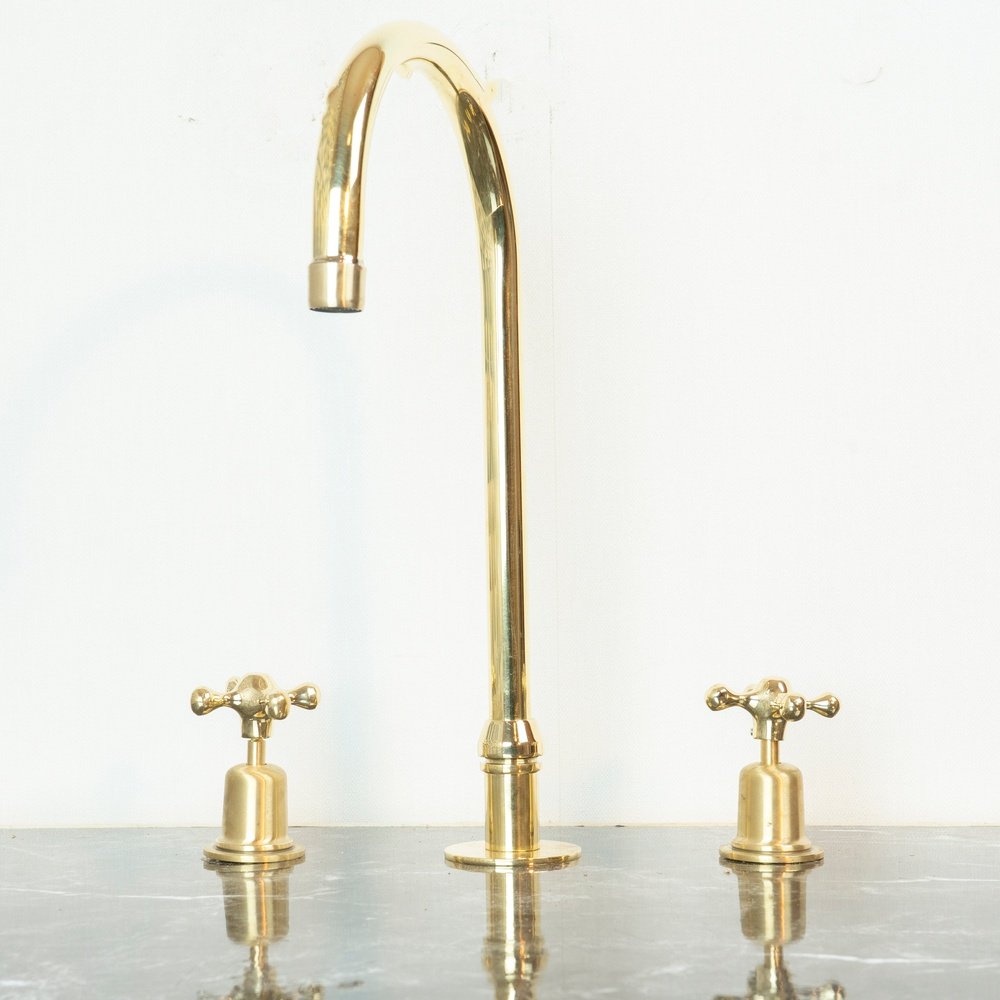 The Bell Widespread Unlacquered Brass Kitchen Faucet