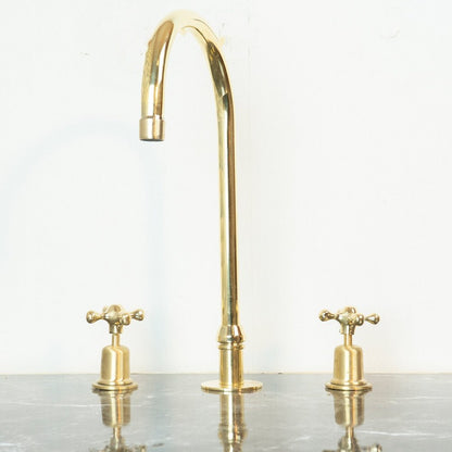 The Bell Widespread Unlacquered Brass Kitchen Faucet