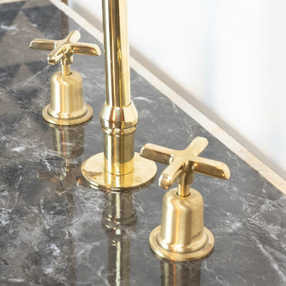 The Bell Widespread Unlacquered Brass Kitchen Faucet