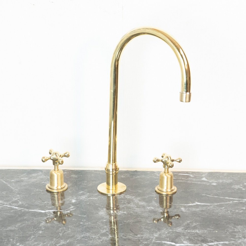 The Bell Widespread Unlacquered Brass Kitchen Faucet