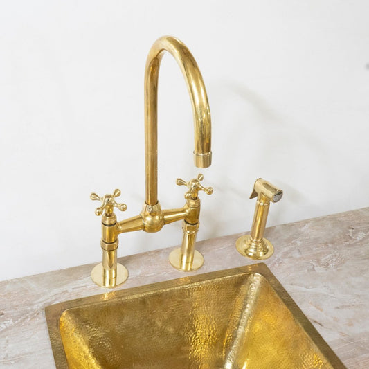 The Brass Bridge Kitchen Faucet With Sprayer