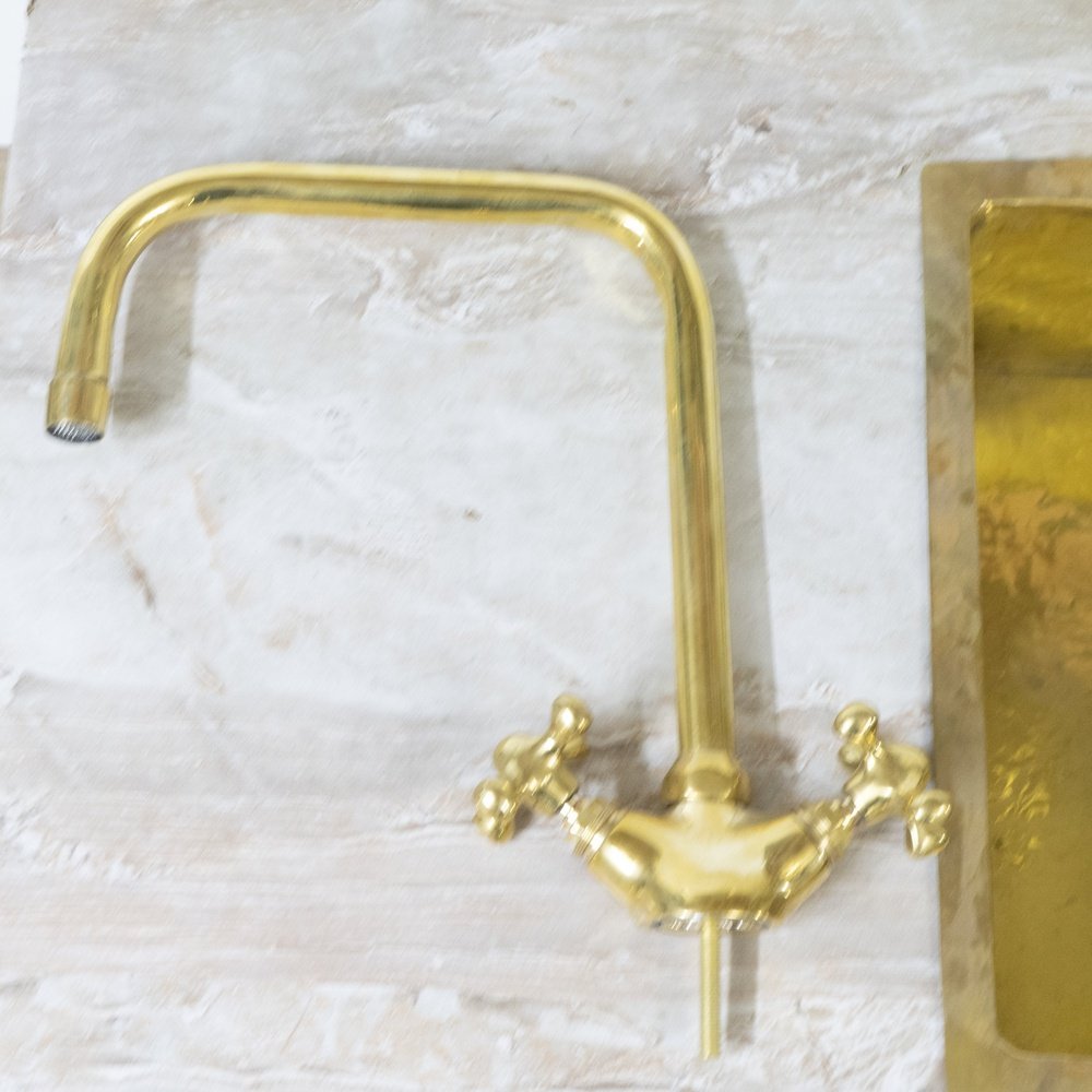 Unlacquered Brass Gooseneck Bathroom Faucet