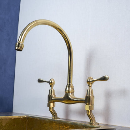 Unlacquered Brass Curved Legs Bridge Faucet