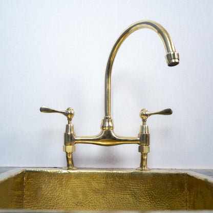 Unlacquered Brass Curved Legs Bridge Faucet