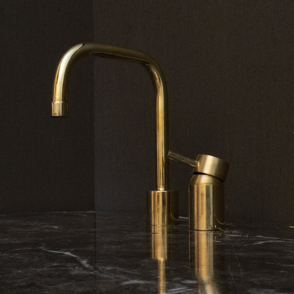 Unlacquered Brass Deck Mounted Basin Faucet