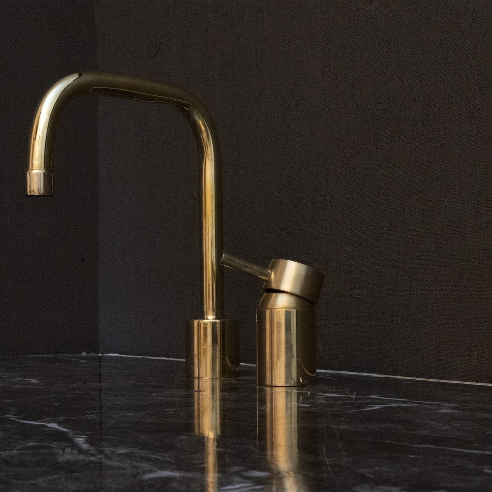 Unlacquered Brass Deck Mounted Basin Faucet