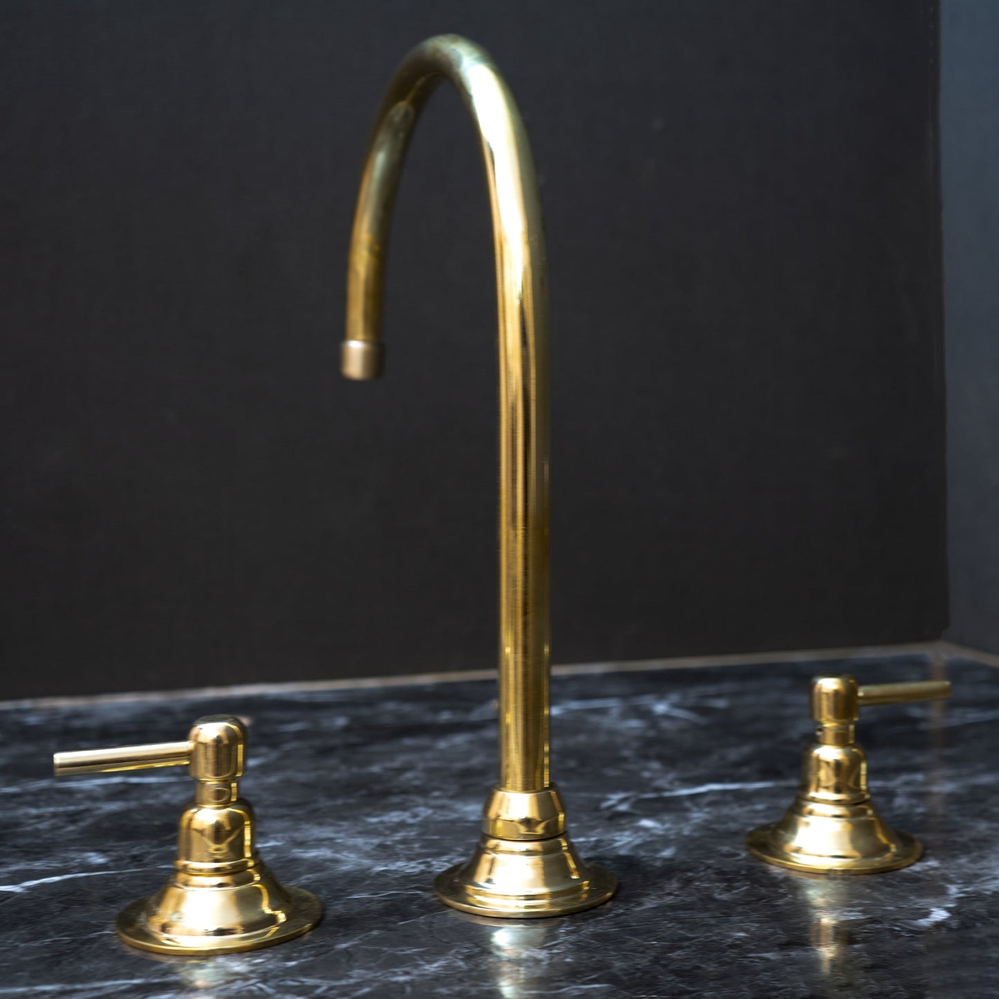 Unlacquered Brass Gooseneck Deck Mounted Kitchen Faucet