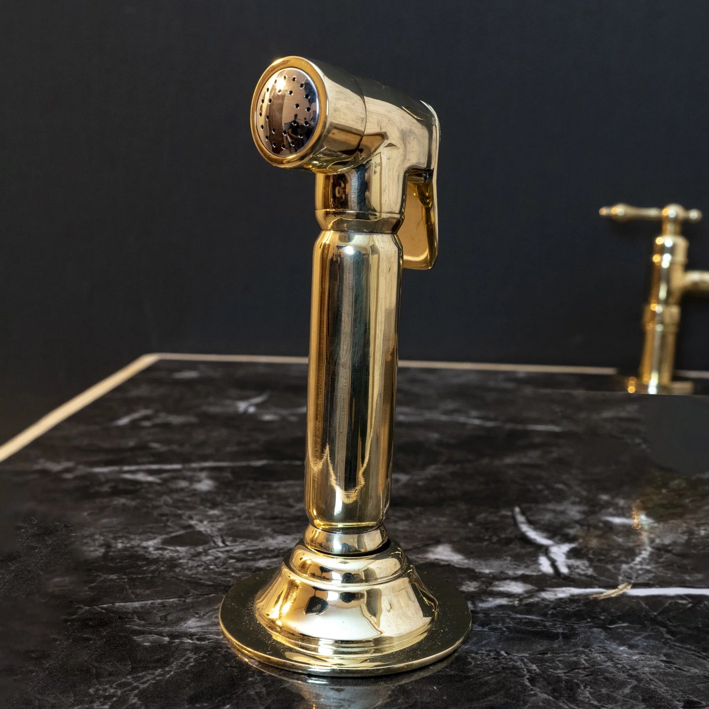 Unlacquered Brass kitchen side sprayer