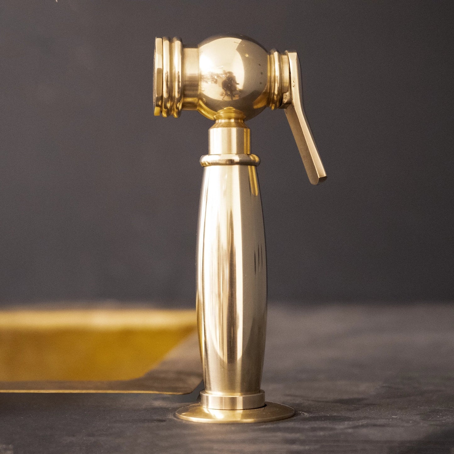 Unlacquered Brass kitchen side sprayer