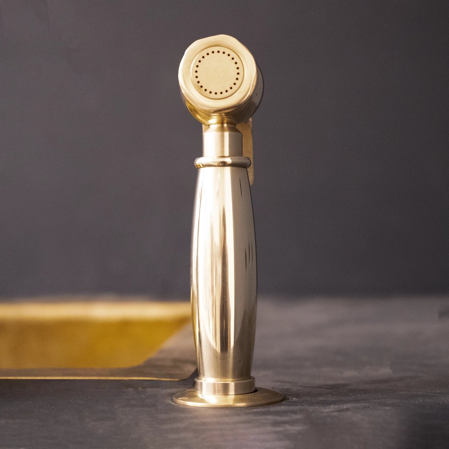 Unlacquered Brass kitchen side sprayer