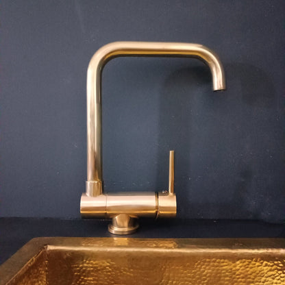 Unlacquered Brass Mixer Faucet With Foldable Spout