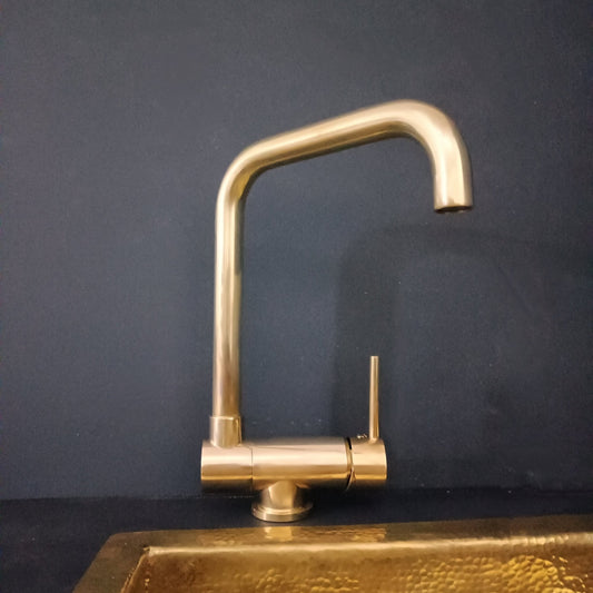 Unlacquered Brass Mixer Faucet With Foldable Spout